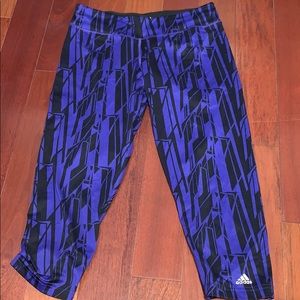 Adidas Blue,Small, Active Capri Climalite Leggings